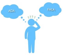 Graphic of individual confused about the FMLA versus the ADA Graphic of individual confused about the FMLA versus the ADA