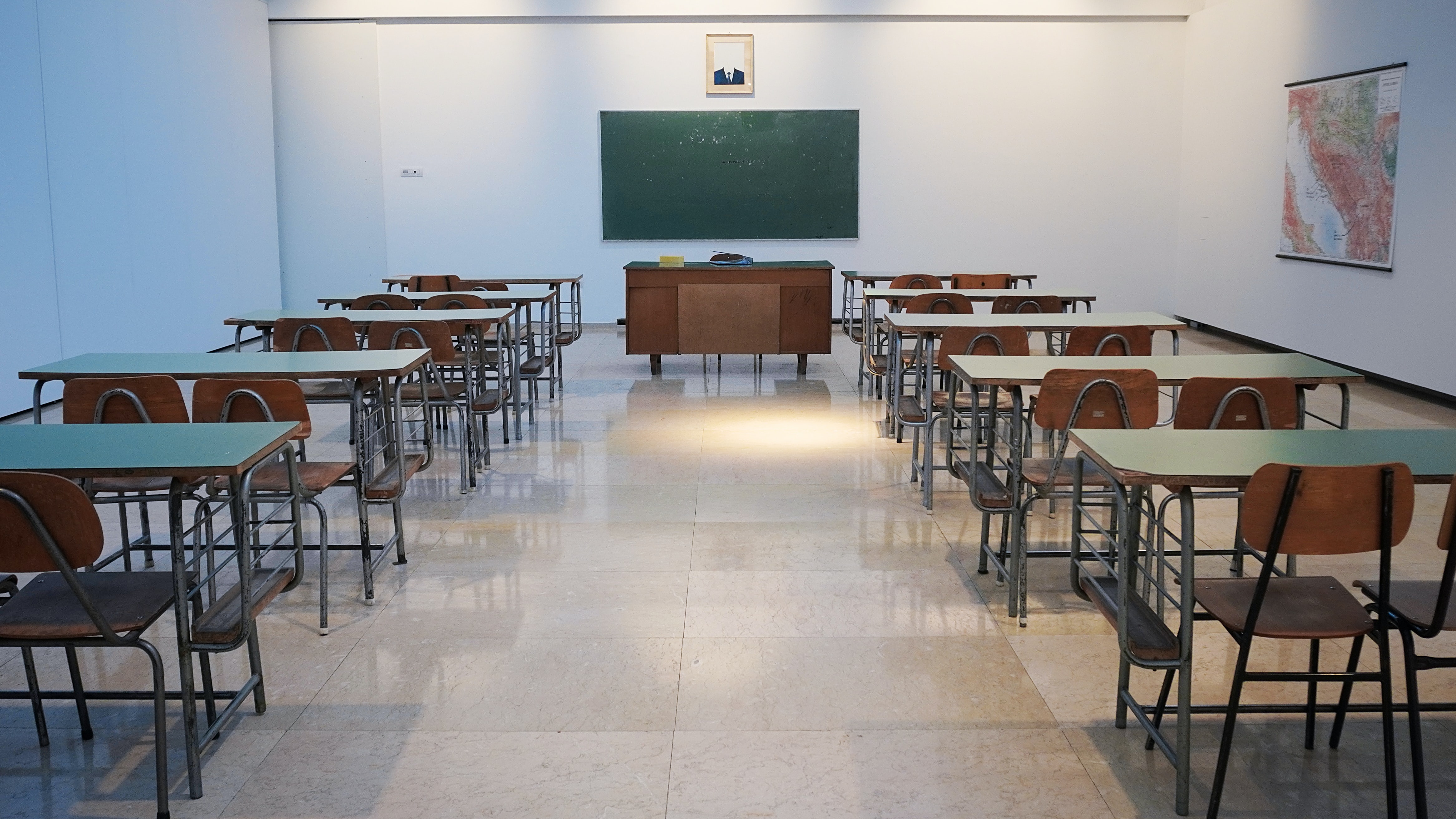 Empty classroom waiting for students to arrive